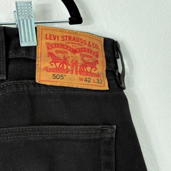 Levi's 505 Regular Fit Jeans Men's Size 42x32 Black 100% Cotton Big & Tall - Picture 5 of 9